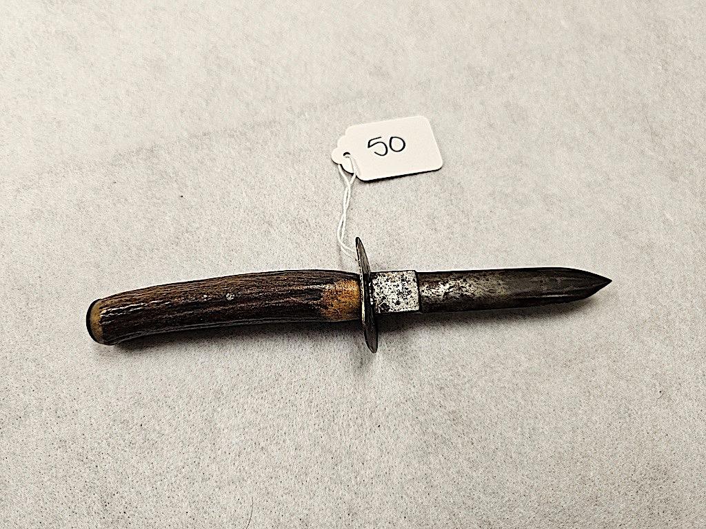 WILLIAM HODGES & CO STAG HANDLE SHEATH KNIFE