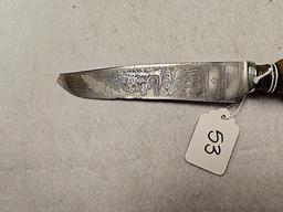 AUGUST KULLENBERG SOLINGEN GERMANY STAG HANDLE KNIFE (BROKEN TIP)