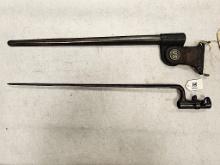 US TRIANGULAR BAYONET WITH METAL SCABBARD WITH LEATHER FROG MARKED US