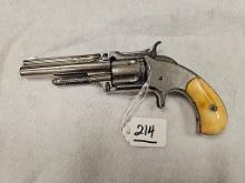 SMITH AND WESSON NO 2 32 CAL REVOLVER NICKEL PLATED BONE/IVORY HANDLE, S/N