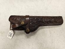 HUNTER BROWN TOOLED LEATHER HOLSTER FOR 6" GUN
