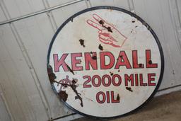 Kendall - The 2000 Mile Oil - Round Two Sided Porcelain Sign, Very Little R
