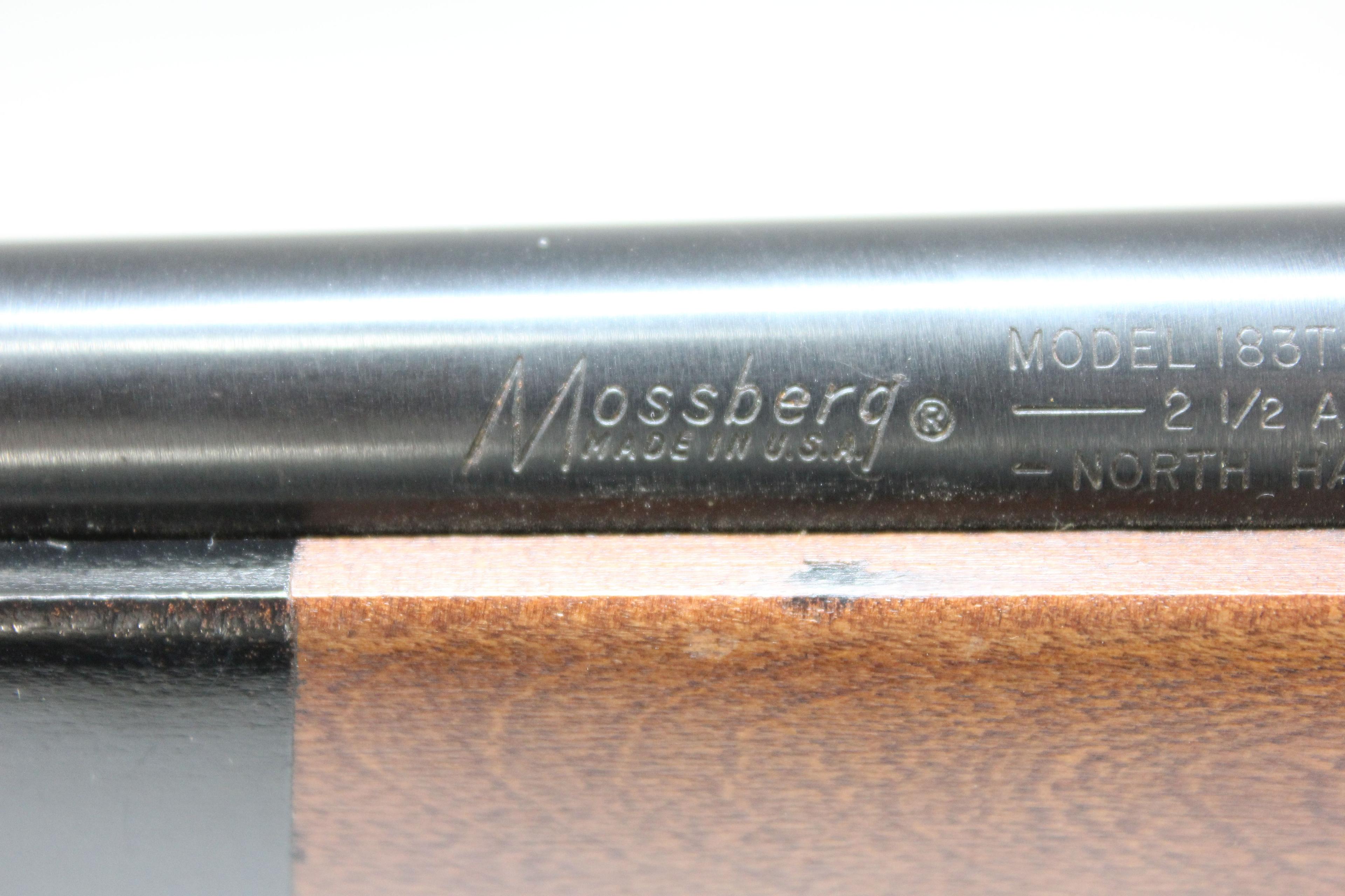Mossberg Model 183T .410 Ga. 2-1/2" or 3" Cham. Full Choke Bolt Action 2-Shot Internal Magazine Shot