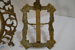 Pair of Vintage Cast Iron Frames Painted Gold; 5" w/Oval Opening and 5" Rectangle