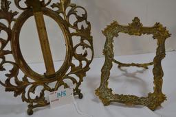 Pair of Vintage Cast Iron Frames Painted Gold; 5" w/Oval Opening and 5" Rectangle