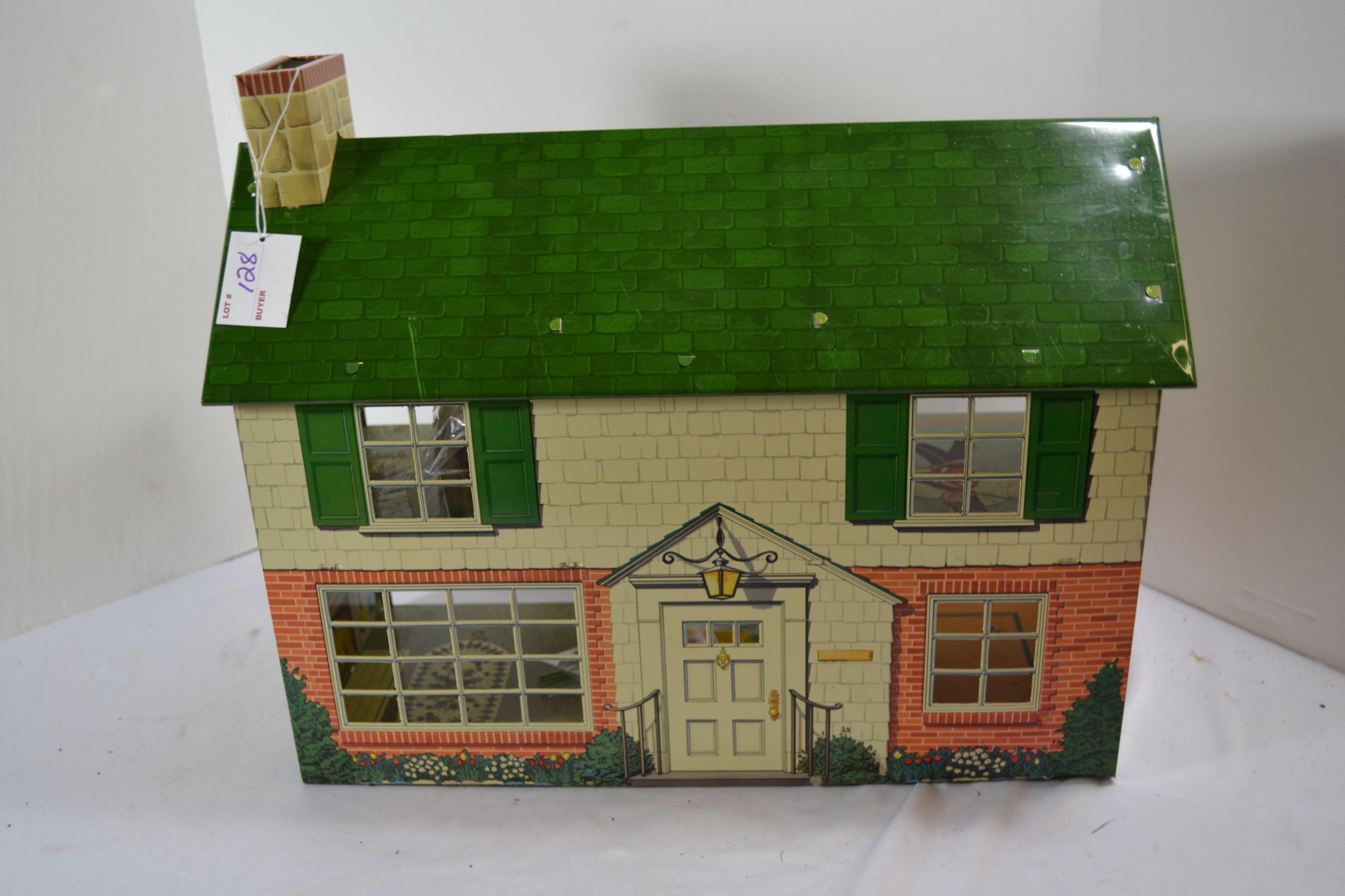 Vintage Metal/Lithograph Doll House and Barn by Marx Toys; Note lot number in photo should be 128a,
