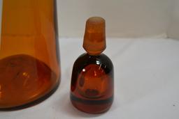 Vintage Large Amber Blenko Bottle w/Stopper; 12-1/2" Tall; Beautiful Condition