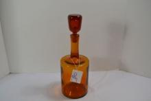 Vintage Large Amber Blenko Bottle w/Stopper; 12-1/2" Tall; Beautiful Condition