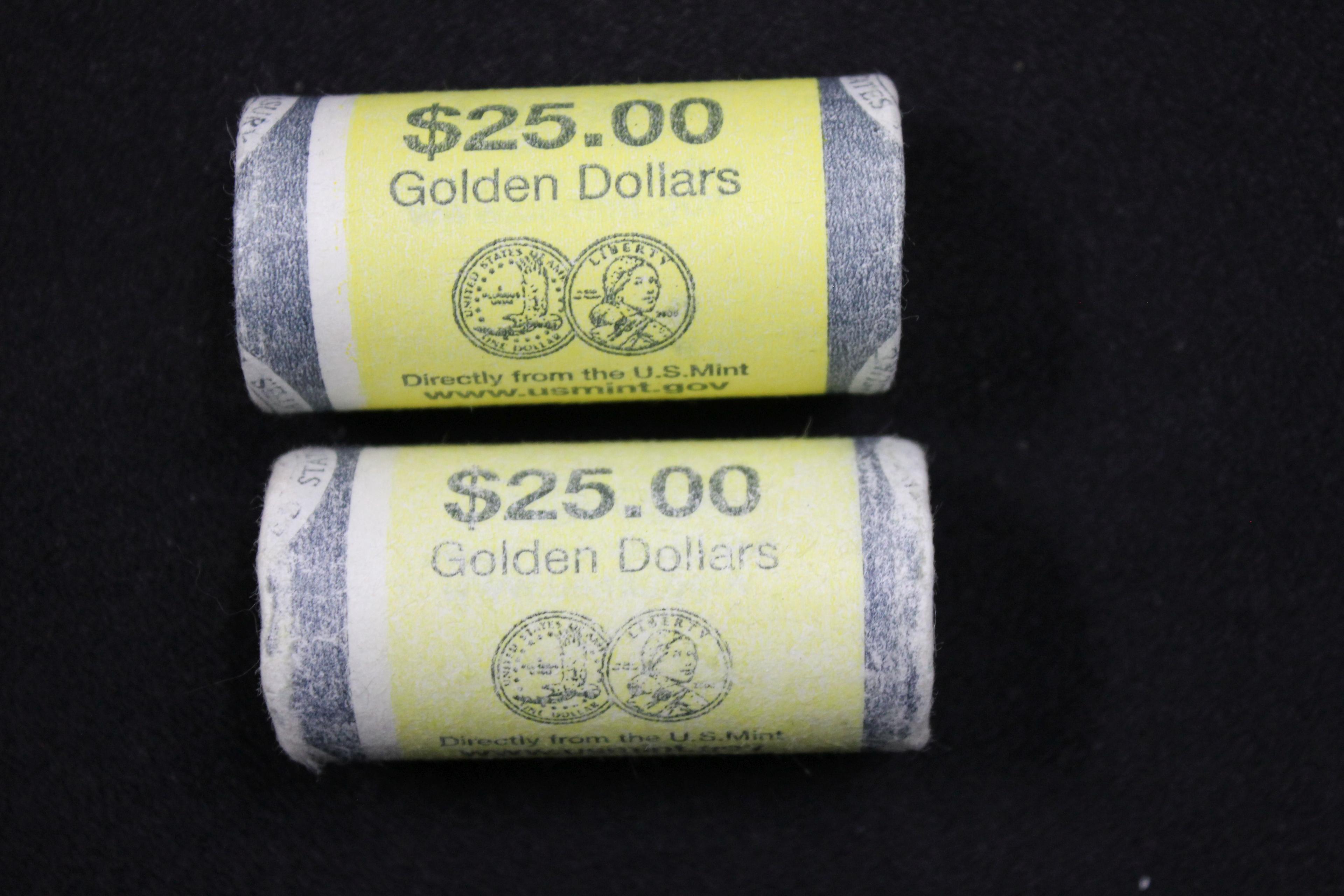 2-$25 Bankrolls of Sacajawea Dollars; Uncirc.