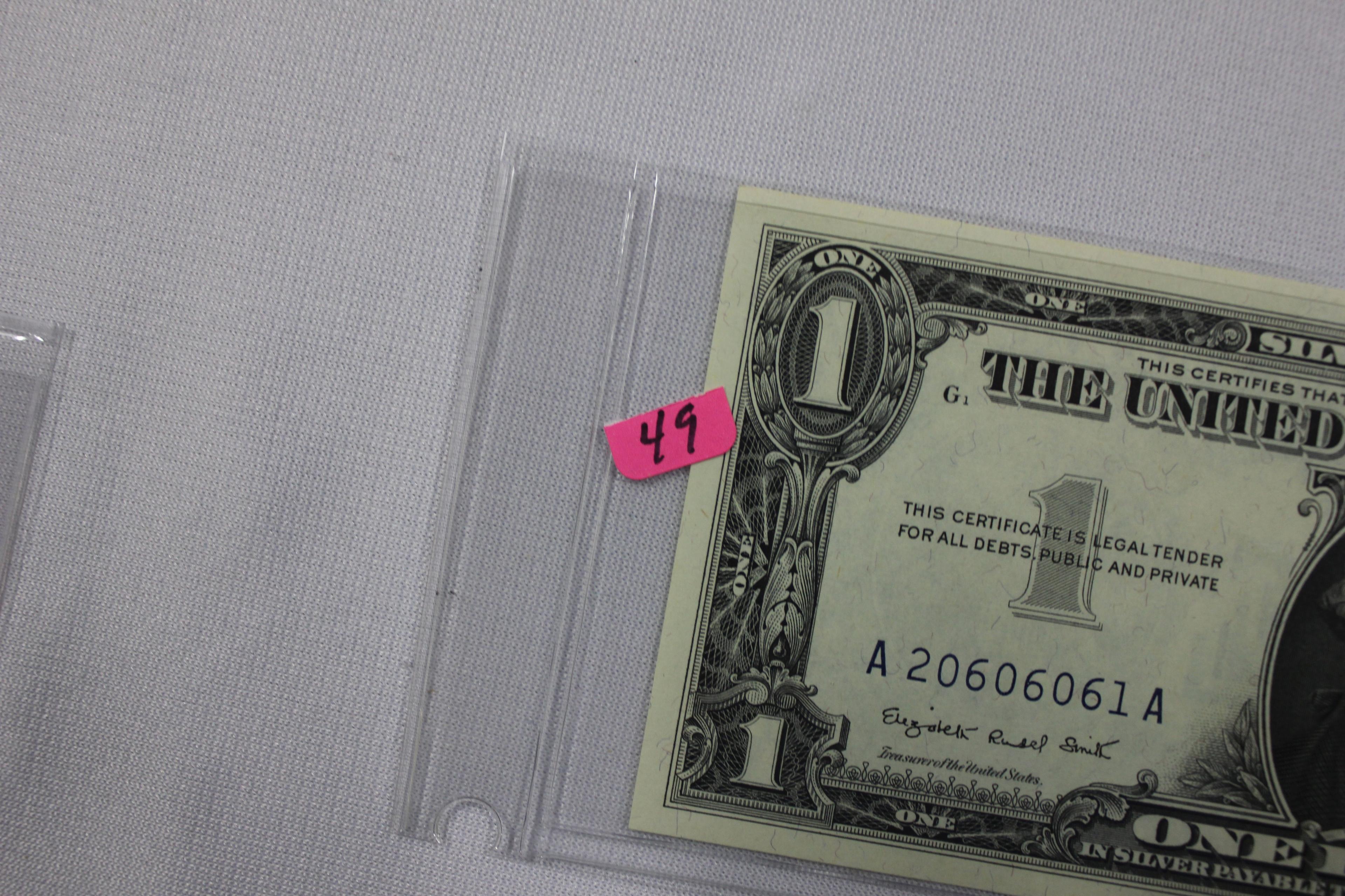 1957-A One Dollar Silver Certificate; Uncirc.