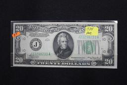 1934 Twenty Dollar Bill; Uncirc.
