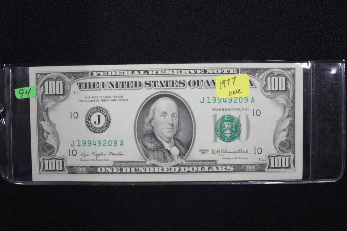 1977 One Hundred Dollar Bill; Uncirc.