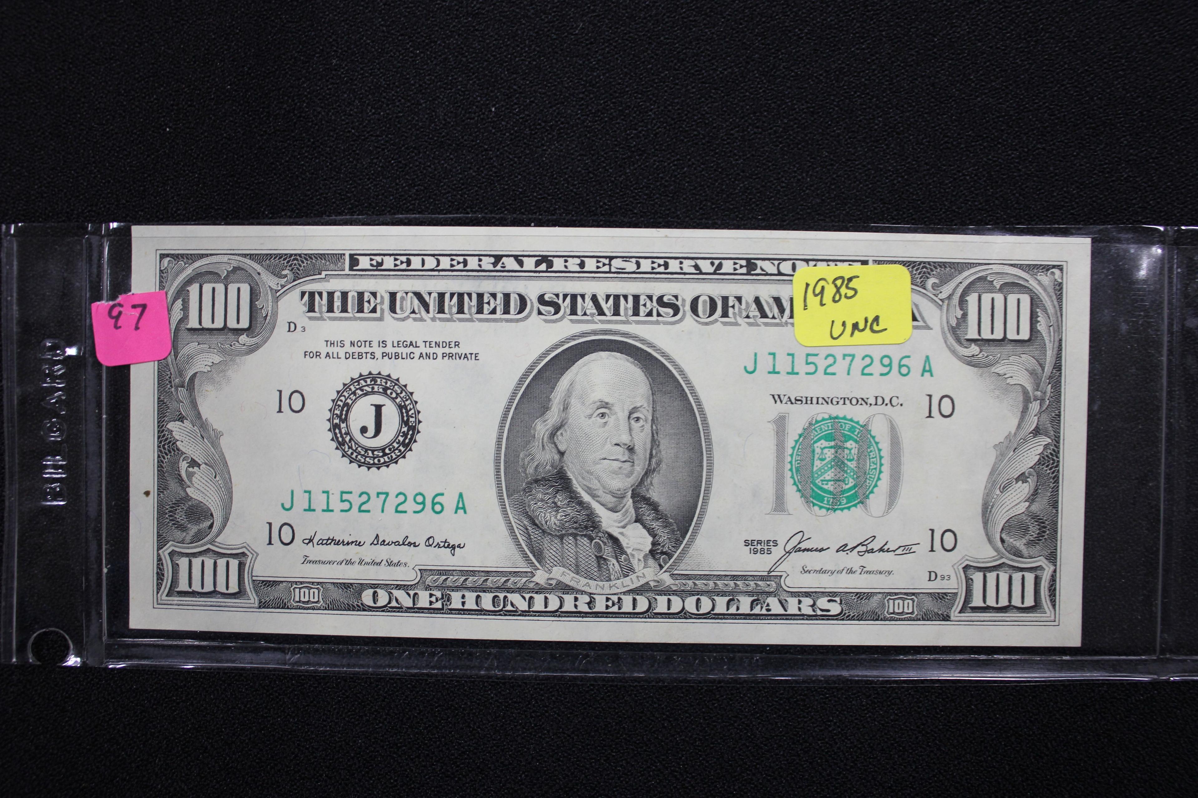 1985 One Hundred Dollar Bill; Uncirc.