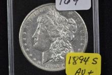 1894-S Morgan Silver Dollar; AU+