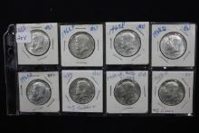 Group of 8 - 1965-1969 Kennedy Half Dollars 40% Silver