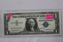 1957-B One Dollar Silver Certificate; Uncirc. 63