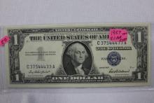 1957 One Dollar Silver Certificate; Uncirc.