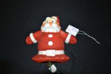 Vintage Plastic Wall Mount Electric Lighted Santa w/Flocked Body; 8" High