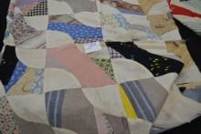 Vintage Paper-Pieced Drunkard's Path Throw Size Quilt Top; Note: Quilt Top Only