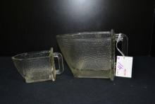 Pair of Vintage Gerrix Glass Scoops in 1 Cup and 4 Cup Sizes