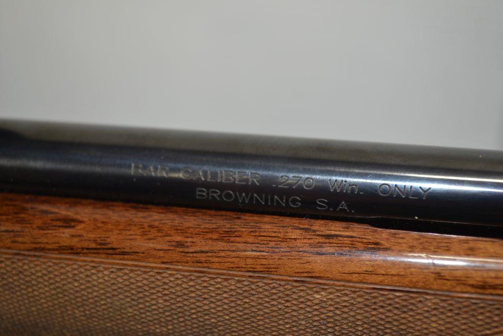 Browning BAR 270 Win Cal. Semi Auto Mag Fed, Safari Grade, Engraved Receiver, Checkered Stock, With