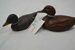 Pair of Wooden Mini Duck Decoys