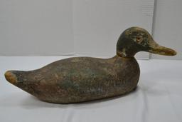 Vintage Wooden Duck Decoy Swivel Head, Glass Eyes