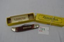 Remington Shotgun Commemorative Knife with Wooden Handle # 1990 11-87 Auto 870 Pump 5" in Box
