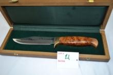 Rocky Mountain Elk Foundation 1993 Commemorative Knife, 5" Blade, 102/125, In Wooden Box Burlwood Ha