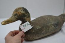 Vintage Wooden Duck Decoy Swivel Head, Glass Eyes