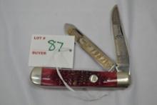 Case XX 1 of 150 1982 Double Blade "Sho Me Cutlery Club" Knife, #092, 4", Red Handle