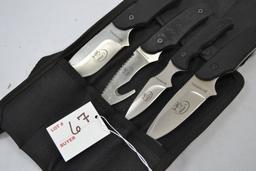 Set of 4 Browning Rocky Mountain Elk Foundation Knives, In Black Cases, Excellent Condition