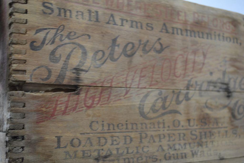 The Peters High Velocity Small Arms Ammunition Vintage Wooden Ammo Crate