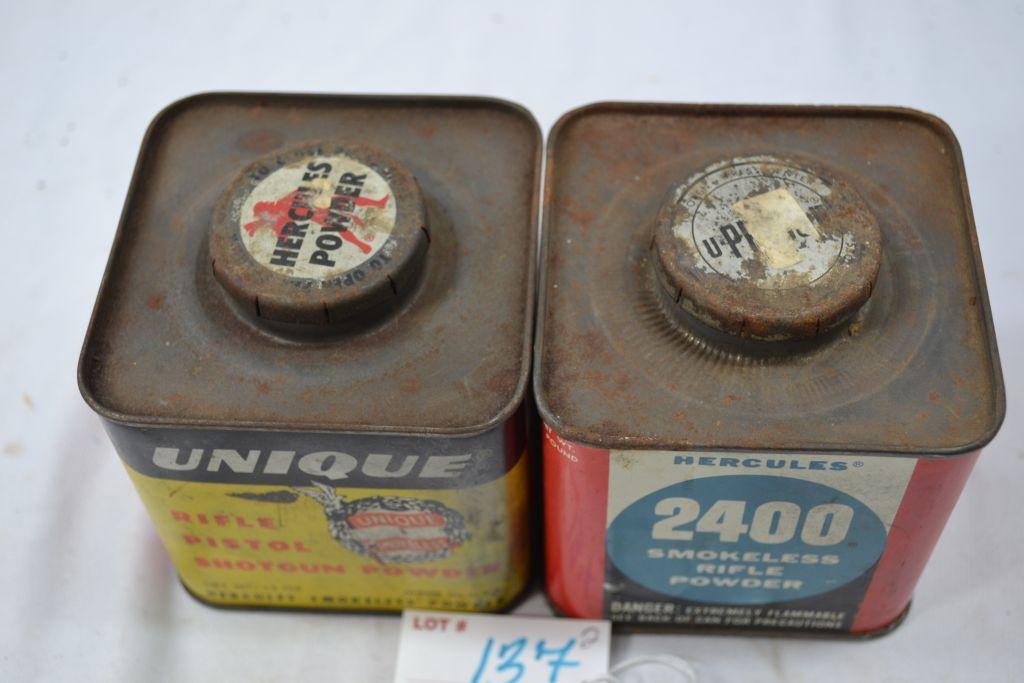 Pair of Vintage Tin Powder Cans