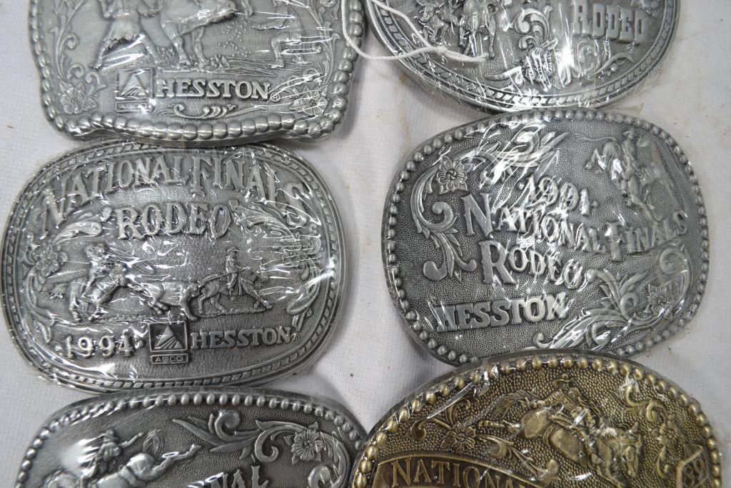 Group of Hesston Rodeo Buckles; 1989, 90, 91, 94, 95, 96; New