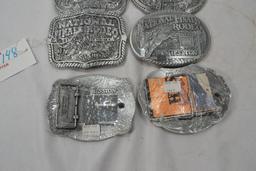 Group of 6 Hesston Rodeo Buckles;-2 1997, 98, 98, 99, 2000, 01; All New