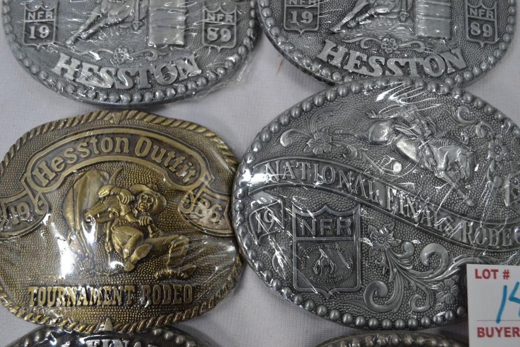 Group of 6 Hesston Rodeo Buckles;-2 1984, 86, 3-1989