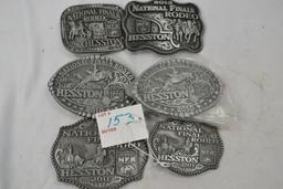 Group of 6 Hesston Rodeo Buckles; 2-2010, 2-2011, 2012, and 2013; New & Used