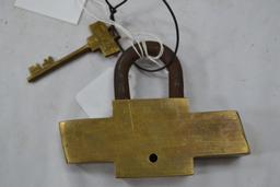 Chevrolet 5"x 4" Brass Lock with A Key