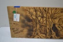 2005 Wood Burnt "The Night Stalkers" Wolf Hide Stretcher