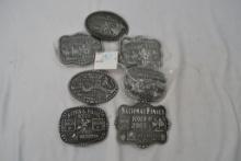 Group of 7 Hesston Rodeo Belt Buckles; 2003, 04, 06, 2-07, 2008 50th Anniversary & 2009