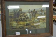 27"x 21" Framed Print "Wagon Train" by C.M. Russell 1898