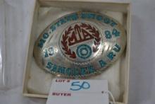 MO State Shoot MTA 1984 Singles A RU Silver Turquoise and Red Belt Buckle in Box