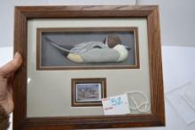 Duck Unlimited 1993 Stamp and Duck Framed 11-1/2"x 9-3/4"