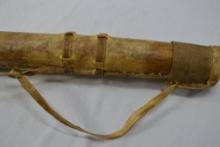 Antique Quiver and Arrow Set, Bamboo Tube w/Leather Overlay (Possibly From the Amazon?)