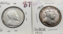 2 Canada Silver 50 Cent: 1906, 1910