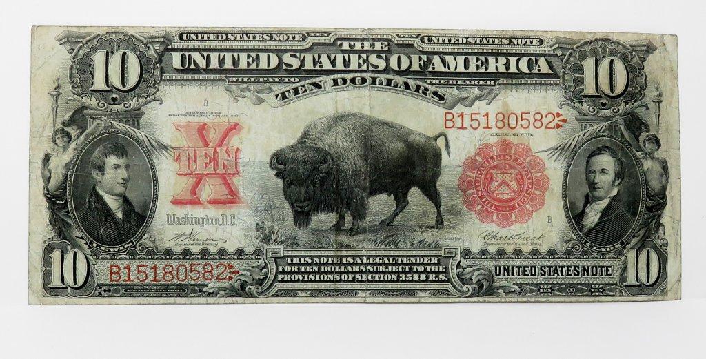 $10 Legal Tender 1901 "Bison", FR115, SN B15180582, Fine