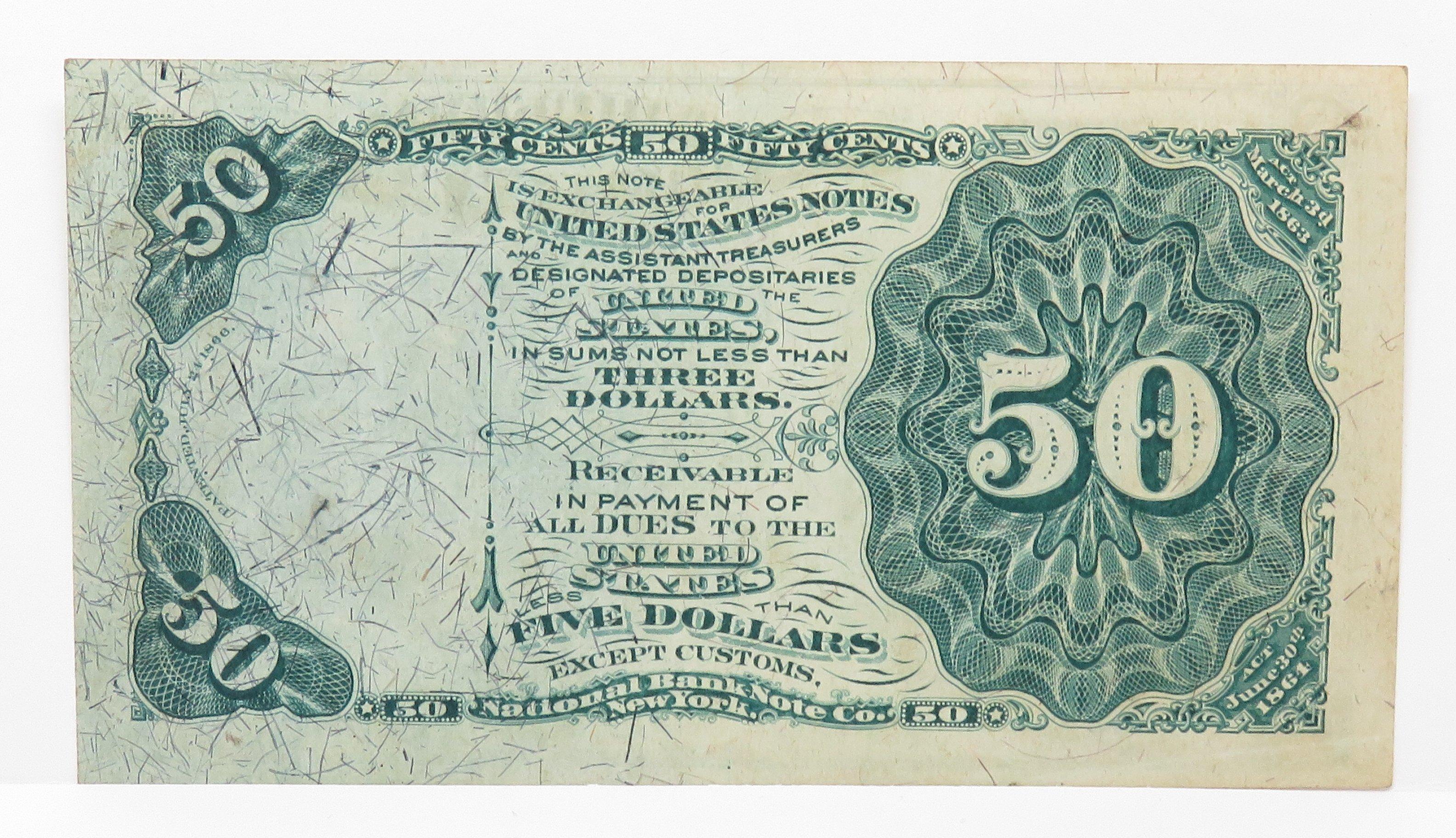 1869 Fractional Currency 50 Cent Dexter CH AU