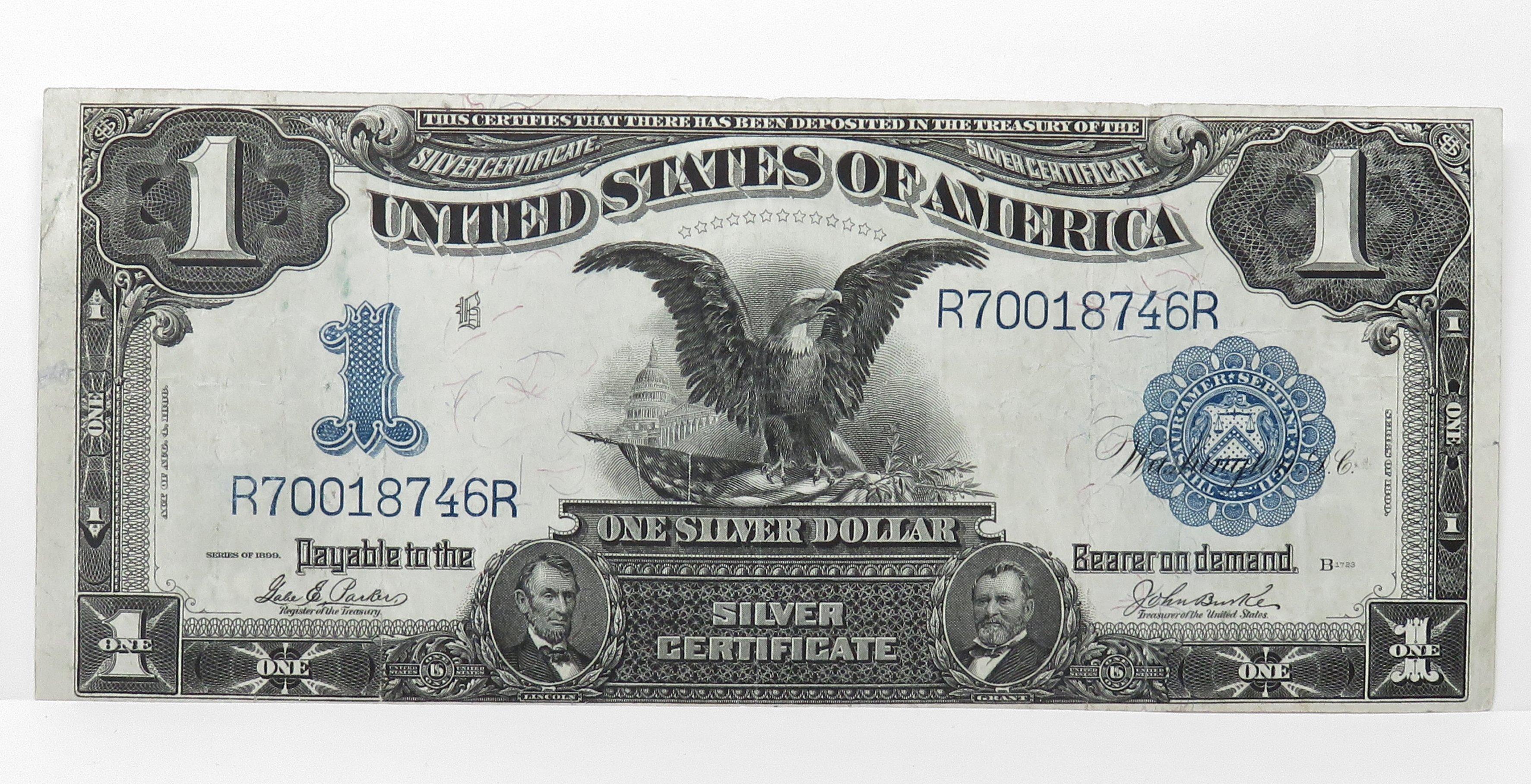 $1 Silver Certificate 1899 "Black Eagle", FR232, SN R70018746R, VF+