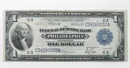 $1 FRBN Philadelphia 1918 "Green Eagle", FR717, SN C34289032A, EF (4 Folds)
